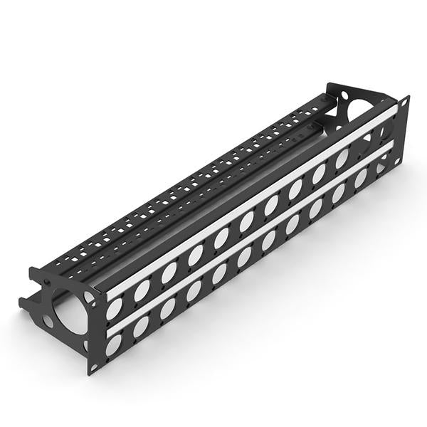 Penn Elcom - R2269/2UK-16 - Rack Panel punched for D-Series Connectors with Cable Support Bar