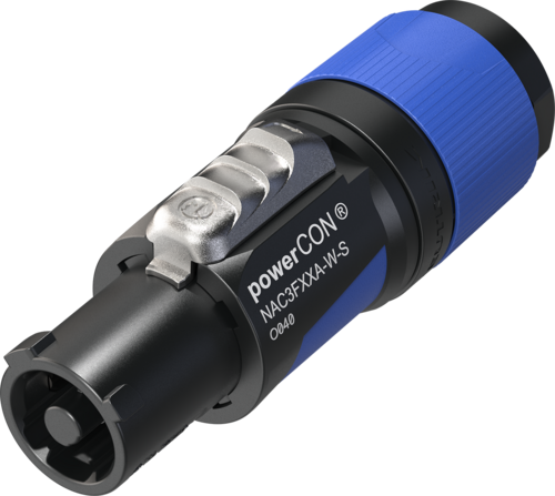 Neutrik - NAC3FXXA-W-S - Power In Cable Connector - Locking AC mains cable connector, keyed and color coded (blue) for power-in, screw terminal assembly, for cable diameters 6 - 12 mm.