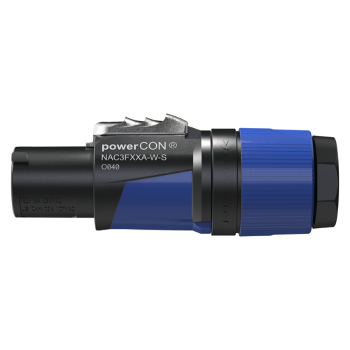 Neutrik - NAC3FXXA-W-S - Power In Cable Connector - Locking AC mains cable connector, keyed and color coded (blue) for power-in, screw terminal assembly, for cable diameters 6 - 12 mm.