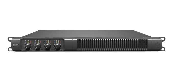 Quest - QX4150 - 4 x Channel Power amplifier, 150W per ch,4Ω-16Ω, 2 CH 300W 70v-100v, analogue input. Optional Dante/AES67 Version.