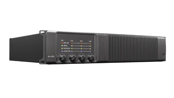 Quest - QX41500 - 4 x Channel Power amplifier, 1500W per ch,4Ω-16Ω, 70v-100v, analogue input. Optional Dante/AES67 Version.