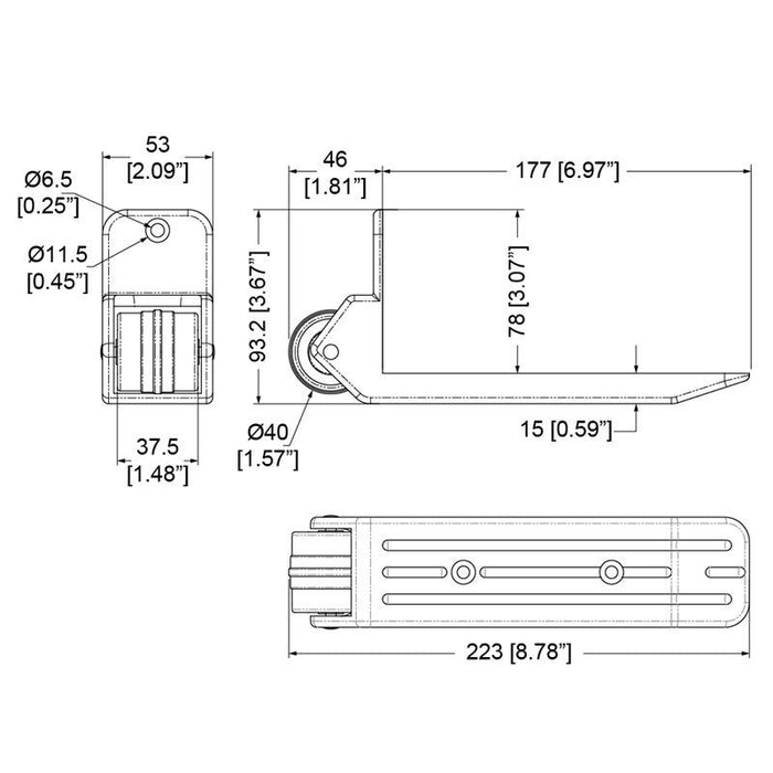 Penn Elcom - A5251 - 40mm Surfacemount Castor With Skid