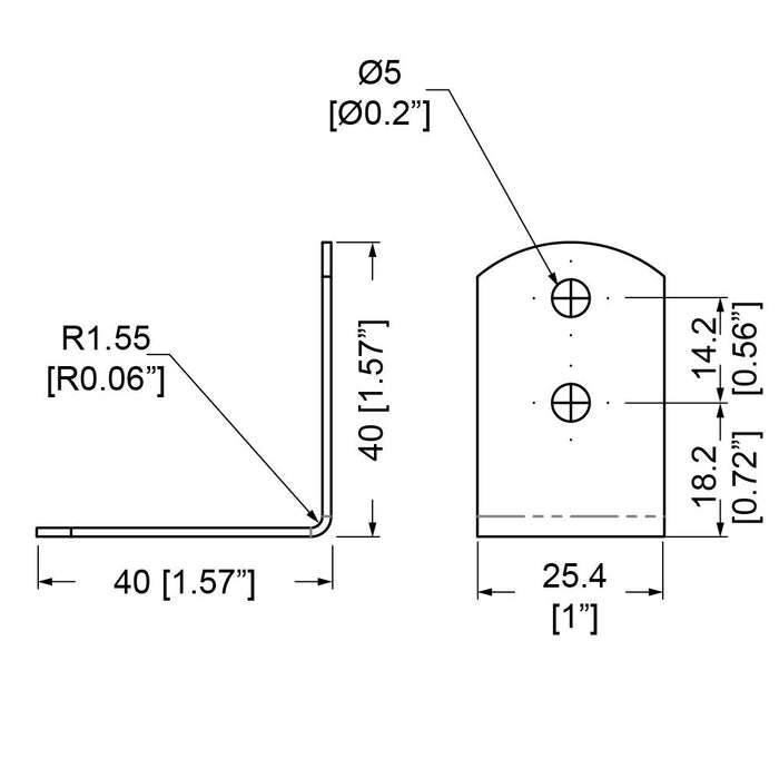 Penn Elcom - B0702Z - 4 Hole PennBrite Brace 40mm x 25.4mm