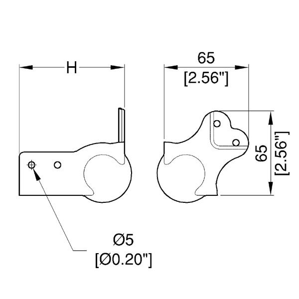 Penn Elcom - C1374/10/75 - 75mm High PennBrite Brace Ball Corner with 30mm Offset and 4.5mm Radius