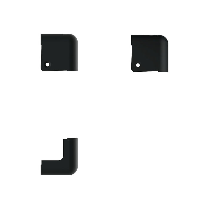 Penn Elcom - C1821K - 2 Leg Black Wrap-Around Cabinet Corner with Countersunk Holes and 12mm Radius