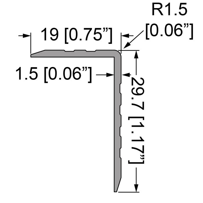 Penn Elcom - E0810 - Single Angle Extrusion - 29.7mm x 19mm - Sold as a 4M Length.