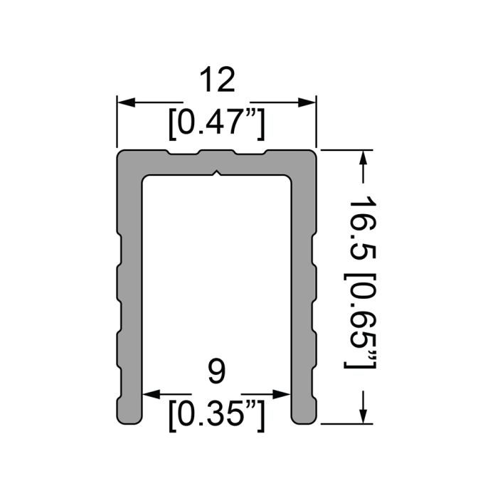 Penn Elcom - E2215 - Trim U-Shape For 9mm Panels - Sold as a 4M Length.