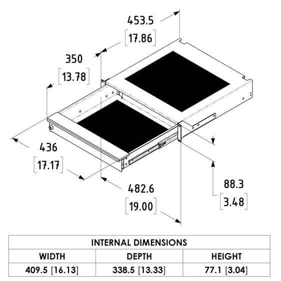 Penn Elcom - EX-6302B - 19" Rack Laptop Drawer - 2U