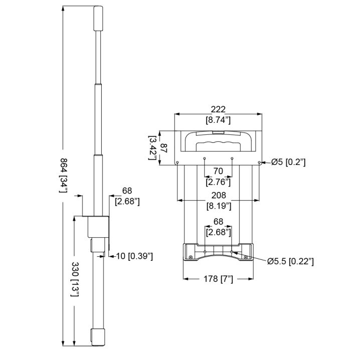 Penn Elcom - H4116 - 4 Stage Internal Mount Telescopic Handle.