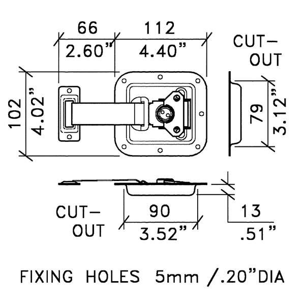 Penn Elcom - L0966Z - Butterfly Catch with Extended Arm and Remote Catch Plate.