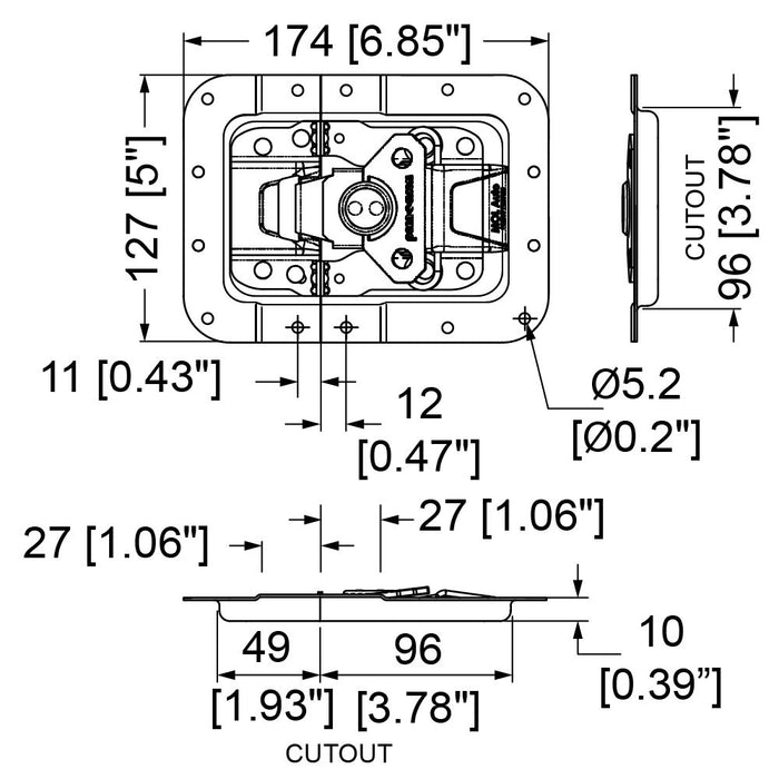 Penn Elcom - L944/537/10MOL3 - Large MOL3 Latch In 27mm Offset Dish