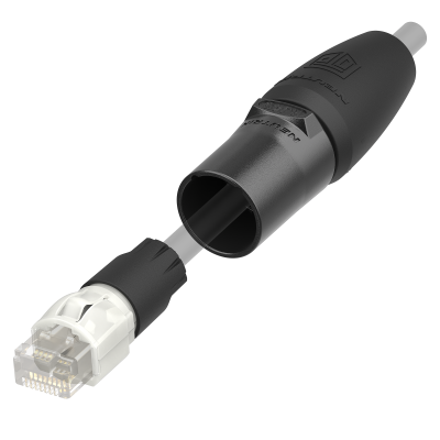 Neutrik - NE8MXR-B-TOP - Retractable carrier shell allows compatibility with common RJ45 without risk of losing the shell.