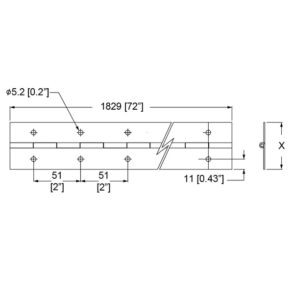 Penn Elcom - P1309P - Piano Hinge