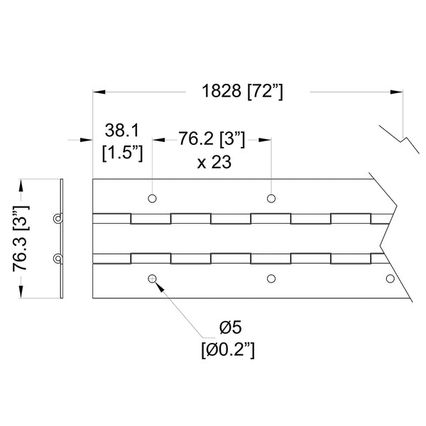 Penn Elcom - P81506Z - 76mm Double Hinge, Punched