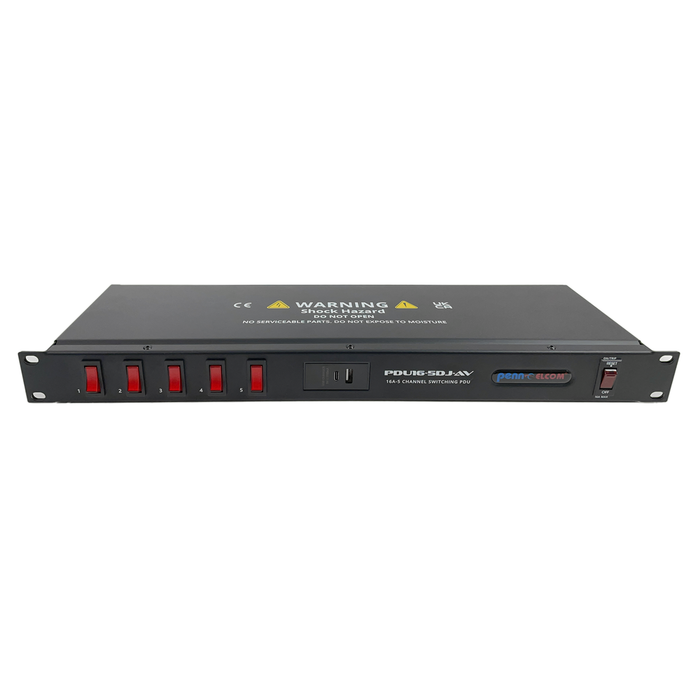 Penn Elcom - PDU16-5DJ-AV-AU - Type 1 1U 16A 5 Channel Switched Power Distribution Unit.