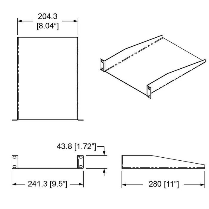 Penn Elcom - R1194-905/1UK - 1U Half Rack Shelf - 280mm Deep.