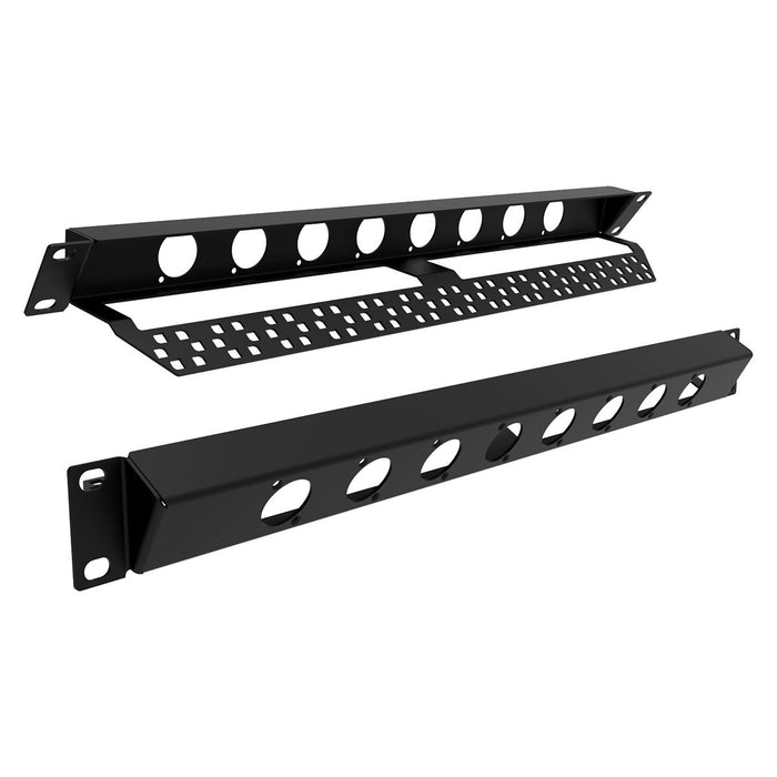 Penn Elcom - R1270-8 - 1U Reversable Rack Panels With Lacing Bar - Punched for 8 x D-Series Connectors.