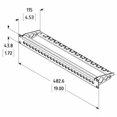 Penn Elcom - R2280/1UK-24 - Rack Panel Punched for 24 BNC Connectors