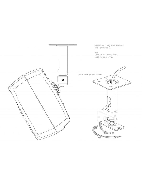 K&M - 24476-000-55 - Genelec Ceiling mount for 4010 / 6010 / 8010 / G One / 4020 / 8x20 / G Two