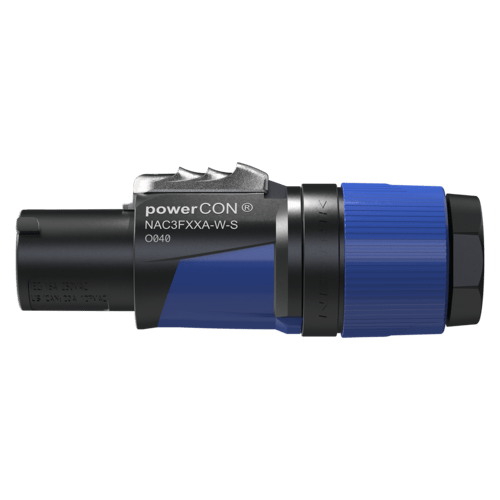 NAC3FXXA-W-S - Neutrik - NAC3FXXA-W-S - Power In Cable Connector - Locking AC mains cable connector, keyed and color coded (blue) for power-in, screw terminal assembly, for cable diameters 6 - 12 mm.