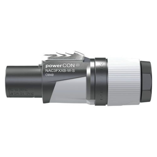 NAC3FXXB-W-S - Neutrik - NAC3FXXB-W-S - Power Out Cable Connector - Locking AC mains cable connector, keyed and color coded (grey) for power-out, screw terminal assembly, for cable diameters 6 - 12 mm.