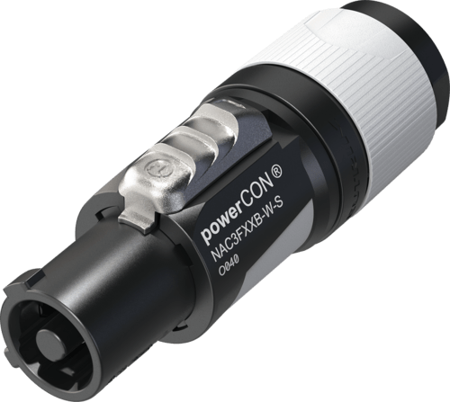 NAC3FXXB-W-S - Neutrik - NAC3FXXB-W-S - Power Out Cable Connector - Locking AC mains cable connector, keyed and color coded (grey) for power-out, screw terminal assembly, for cable diameters 6 - 12 mm.
