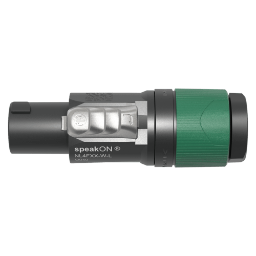 NL4FXX-W-L - Neutrik - NL4FXX-W-L - 4 pole cable connector, chuck type strain relief, dark grey bushing.