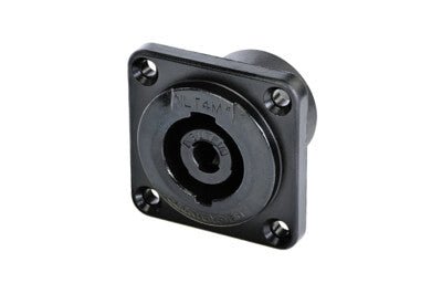 NLT4MPXX-BAG - Neutrik - NLT4MPXX-BAG - 4 pole male chassis connector, black metal housing, 1/4“ flat tabs.
