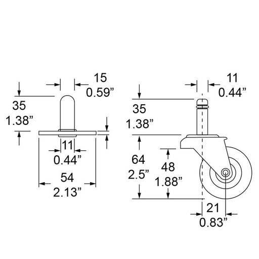 5295 - Penn Elcom - 5295 - Plug-in Castor