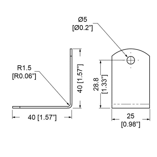 B0701Z - Penn Elcom - B0701Z - 2 Hole PennBrite Brace 40mm x 25mm