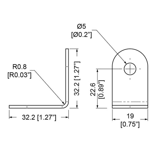 B0715Z - Penn Elcom - B0715Z - 2 Hole PennBrite Brace 32.2mm x 19mm.