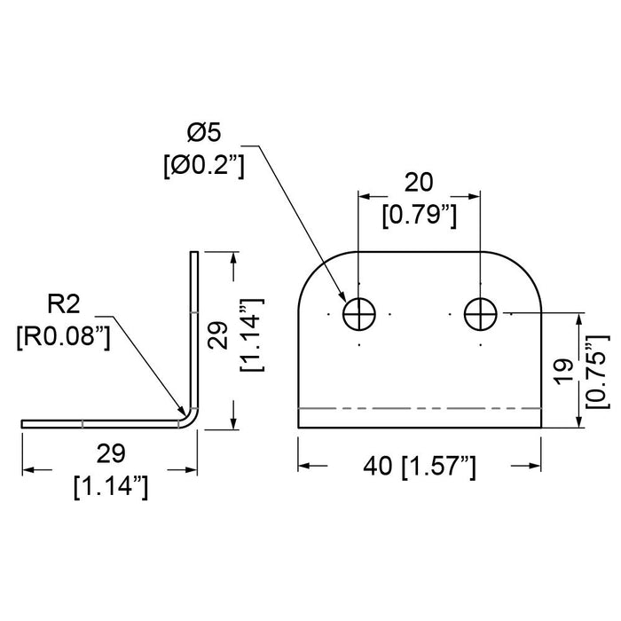 B1125 - Penn Elcom - B1125 - 4 Hole PennBrite Brace 29mm x 40mm