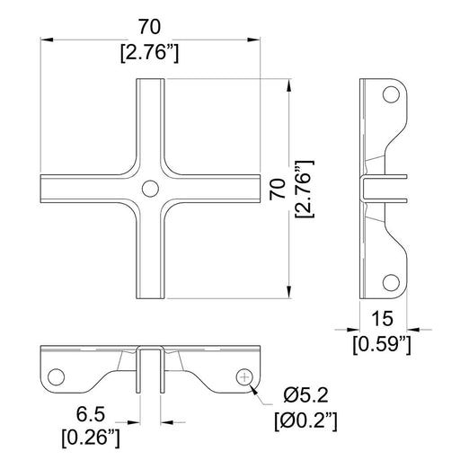 B1640Z - Penn Elcom - B1640Z - 4-Way Divider Brace for 6.5mm Panels