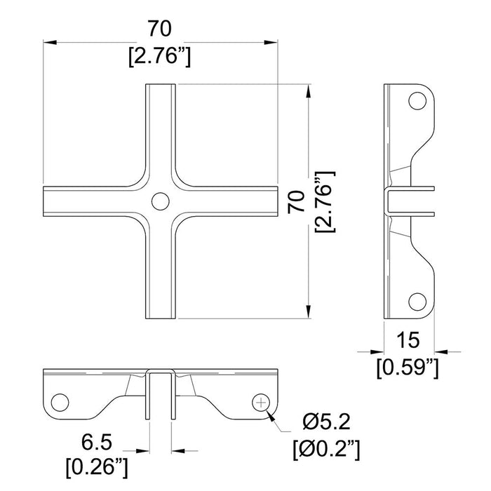 B1640Z - Penn Elcom - B1640Z - 4-Way Divider Brace for 6.5mm Panels