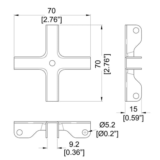 B1641Z - Penn Elcom - B1641Z - 4-Way Divider Brace for 9.2mm Panels