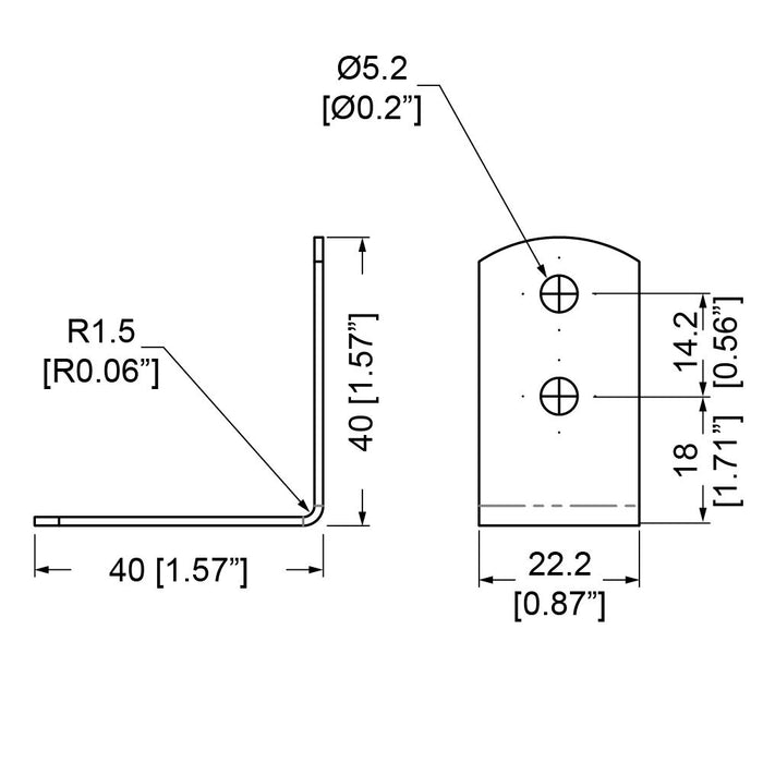 B2096 - Penn Elcom - B2096 - 4 Hole Brace 40mm x 22.2mm