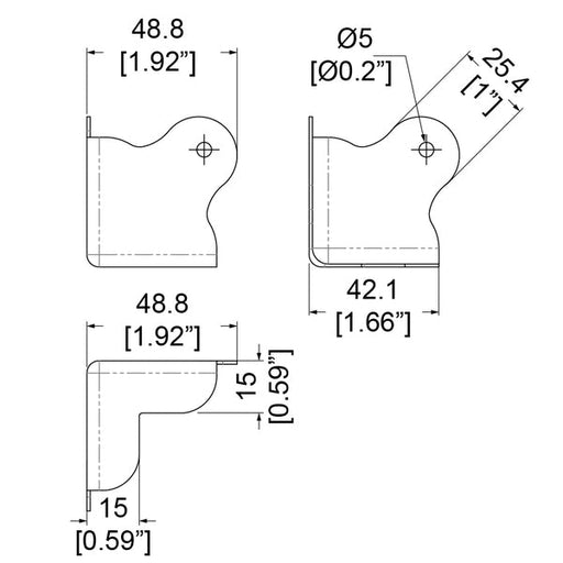 C0680Z - Penn Elcom - C0680Z - Medium PennBrite 2 Leg Flat Corner with 2.5mm Radius