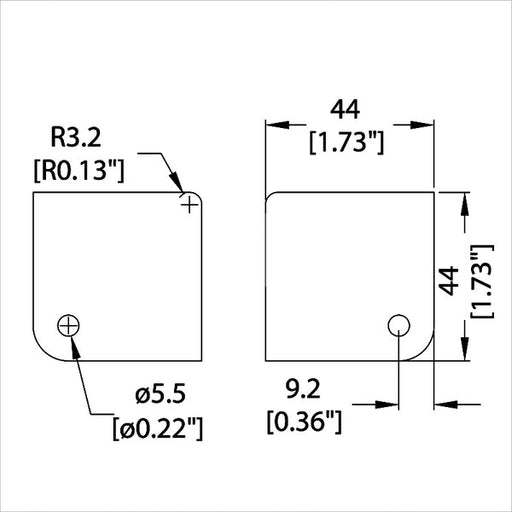 C1186 - Penn Elcom - C1186 - Medium PennBrite Flat Corner with 2mm Radius