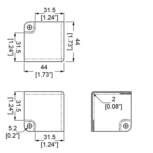 C1186/30Z - Penn Elcom - C1186/30Z - Medium PennBrite Flat Corner with 2mm Radius.