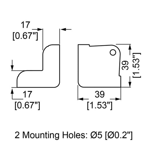 C1270K - Penn Elcom - C1270 - 2 Leg Cabinet Corner.