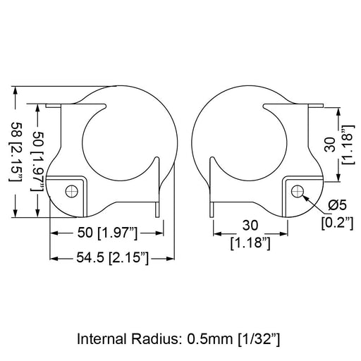 C1351Z - Penn Elcom - C1351 - Large PennBrite Ball Corner with 30mm Offset and 0.5mm Radius