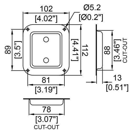 D0938K - Penn Elcom - D0938K - Small Dish Punched for 2 x 1/4" Jack Connectors