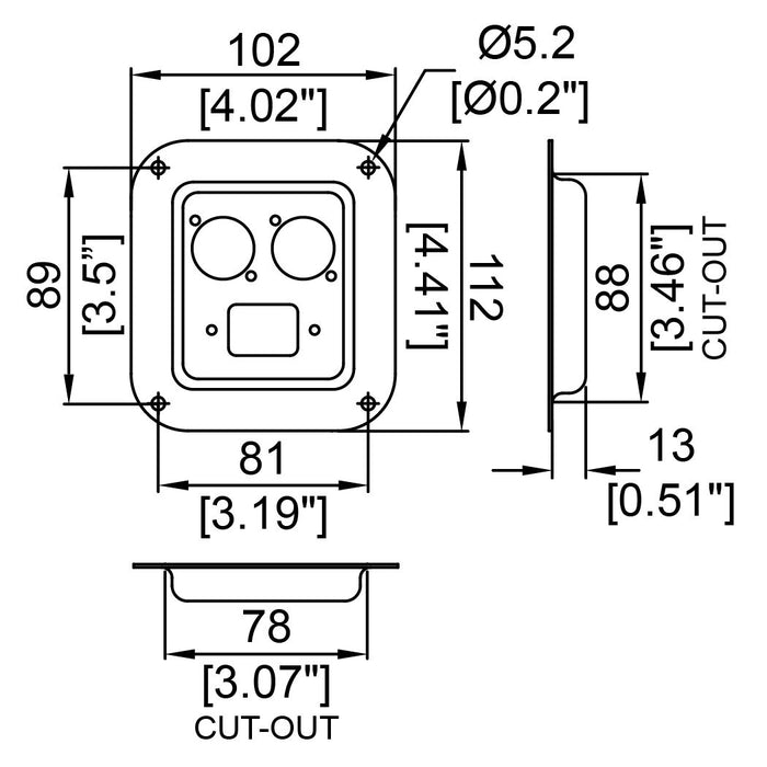D0946-40K - Penn Elcom - D0946-40K - Punched for 1 x IEC and 2 x D-Series Connectors - Black.