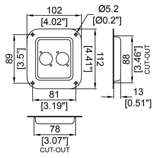 D0947K - Penn Elcom - D0947K - Small Dish Punched for 2 x D-Series Connectors - Black