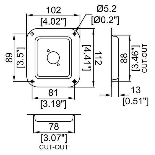 D0949K - Penn Elcom - D0949K - Small Dish Punched for 1 x D-Series Connector - Black