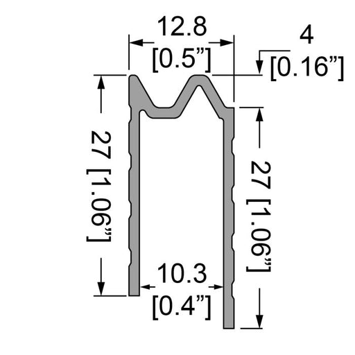E0825 - Penn Elcom - E0825 - Hybrid Extrusion For 10mm Board Thickness - Sold as a 4M Length.