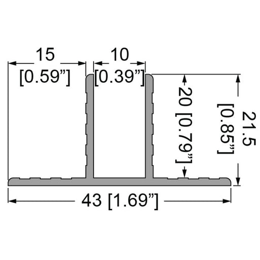 E2226 - Penn Elcom - E2226 - Hat-Shaped Divider Extrusion For 9mm Panels - Sold as a 4M Length.