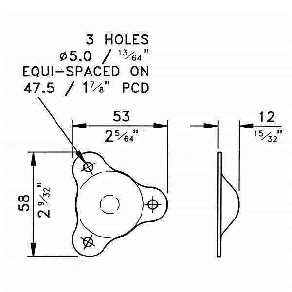F0660Z - Penn Elcom - F0660Z - 3 Hole Male Foot.