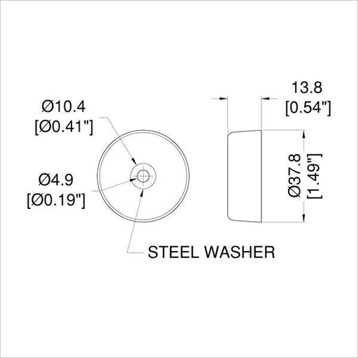F1554 - Penn Elcom - F1554 - Medium Tapered Rubber Foot with Steel Washer.