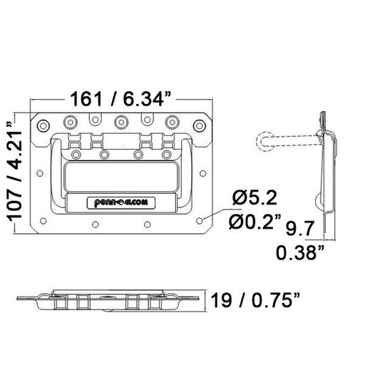 H1050K - Penn Elcom - H1050K - Rivet Protected Recessed Handle - Black.